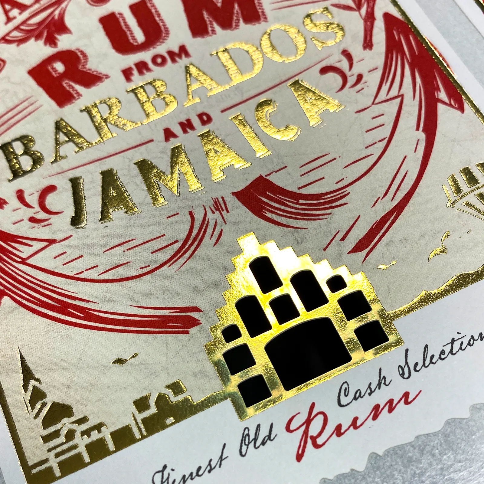 Rum Label Heißfolienprägung Gold